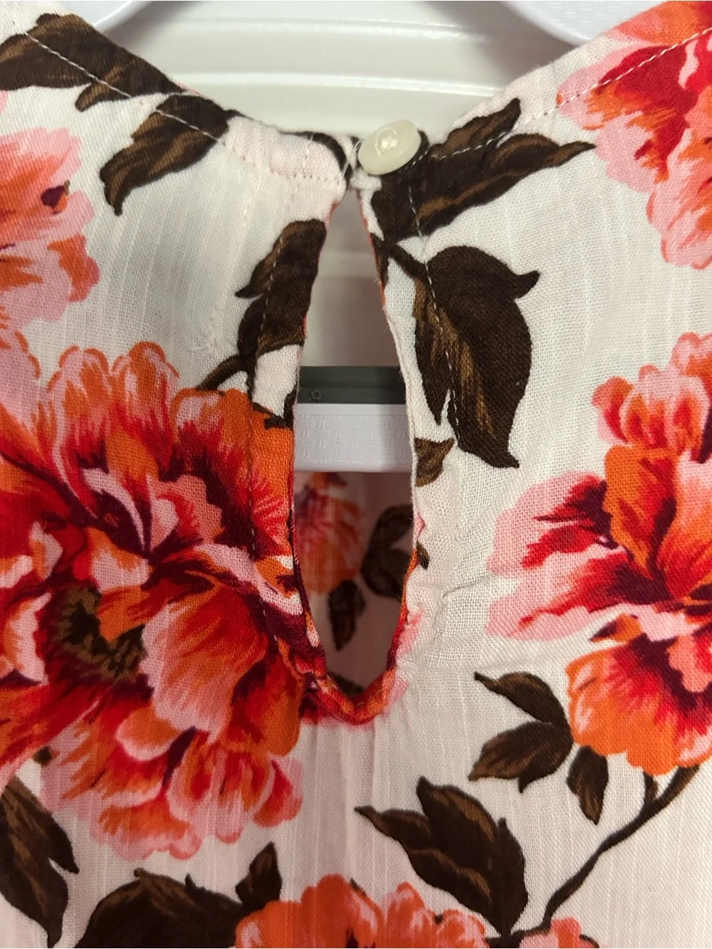 Old Navy White Top with Orange Floral Print + Mustard Yellow Shorts